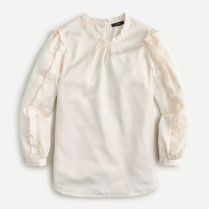 J. Crew Ruffle-sleeve top in satin crepe
